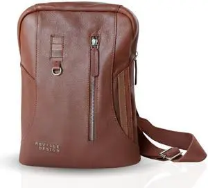 REVILLE DESIGN Full Grain Leather Backpack Water-Resistant, Padded Laptop Compartment, Adjustable Straps, 16L Capacity, Slim Design, Leather Backpack for Men and Women - Amber Brown REVILLE DESIGN Full Grain Leather Backpack Water-Resistant, Padded Laptop Compartment, Adjustable Straps, 16L Capacity, Slim Design, Leather Backpack for Men and Women - Amber Brown