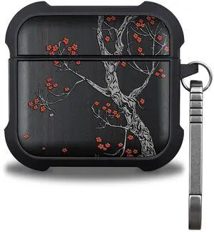 Patterit for AirPods 4 Case (2024) (USB-C), Shockproof Cover with Quick Released Keychain, Compatible with AirPods 4th Generation, Natural Wood Hand-Drawn (Crimson Bloom) Dark Wood Patterit for AirPods 4 Case (2024) (USB-C), Shockproof Cover with Quick Released Keychain, Compatible with AirPods 4th Generation, Natural Wood Hand-Drawn (Crimson Bloom) Dark Wood