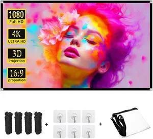 Projector Screen 100 inch,DUYIKJ Portable Projector Screen Washable Anti-Crease Indoor Outdoor 4K 16:9 HD Rear Front Projection Movies Screen for Home Theater Office Party Classroom Projector Screen 100 inch,DUYIKJ Portable Projector Screen Washable Anti-Crease Indoor Outdoor 4K 16:9 HD Rear Front Projection Movies Screen for Home Theater Office Party Classroom