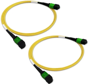 2Pcs 1m MPO Fiber Optic Patch Cord, Single Mode Cable Jumper Plug, Female to Female, 12 Core 6 Channel Type B, APC end face, LSZH 3.0mm G657A1, Compatible with 8 Core 4 Channel MPO 2Pcs 1m MPO Fiber Optic Patch Cord, Single Mode Cable Jumper Plug, Female to Female, 12 Core 6 Channel Type B, APC end face, LSZH 3.0mm G657A1, Compatible with 8 Core 4 Channel MPO