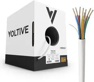 Voltive 22/8 Low Voltage Wire, Riser CL3R, White, 500ft - 22AWG, 8 Conductors, Stranded Bare Copper, UL Listed - V-1295-1 Voltive 22/8 Low Voltage Wire, Riser CL3R, White, 500ft - 22AWG, 8 Conductors, Stranded Bare Copper, UL Listed - V-1295-1