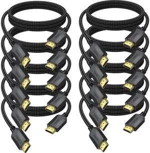 10 FT HDMI Cable 10-Pack, 4K HDMI Cable Multipack Braided- High Speed Shielded HDMI 2.0 Cable with HDCP2.2,HDR,3D,ARC & CL3 Rated,10-bit 4:2:2 for Computer, Monitor, Laptop, Projector, Soundbar,PS4/5 10 FT HDMI Cable 10-Pack, 4K HDMI Cable Multipack Braided- High Speed Shielded HDMI 2.0 Cable with HDCP2.2,HDR,3D,ARC & CL3 Rated,10-bit 4:2:2 for Computer, Monitor, Laptop, Projector, Soundbar,PS4/5