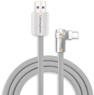 chubbycable FlexElbow 90 Degree 120W Fast Charging Cable Right Angle USB C Cable Silicone Charging Cord Compatible with iPhone 17-15 Series iPad, Gray, USB-A to Type-C, 19.6FT chubbycable FlexElbow 90 Degree 120W Fast Charging Cable Right Angle USB C Cable Silicone Charging Cord Compatible with iPhone 17-15 Series iPad, Gray, USB-A to Type-C, 19.6FT