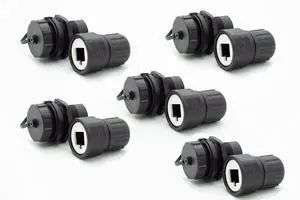 Axawibe 5 pcs RJ45 Waterproof Cat5/6 Connector, with Socket dust Cap. Ethernet LAN Cable Connector, Network Cable Outdoor LAN Coupler Adapter Male to Female, Black Axawibe 5 pcs RJ45 Waterproof Cat5/6 Connector, with Socket dust Cap. Ethernet LAN Cable Connector, Network Cable Outdoor LAN Coupler Adapter Male to Female, Black