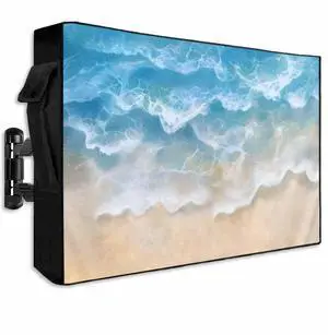 Waterproof Outdoor TV Cover 48 to 50 Inch, Seaside Beach Blue Waves Outside Flat Screen Televisions Weatherproof Cover Size 48"L x 30"H, Summer Ocean Nautical Theme TV Protector With Zipper Waterproof Outdoor TV Cover 48 to 50 Inch, Seaside Beach Blue Waves Outside Flat Screen Televisions Weatherproof Cover Size 48"L x 30"H, Summer Ocean Nautical Theme TV Protector With Zipper