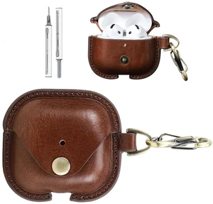 for AirPods 4 (4th Generation) Case Leather, Personalized Cowhide Leather Vintage Case,Shockproof Portable with Keychain,Charging Case Cover for AirPods 4 (Brown) for AirPods 4 (4th Generation) Case Leather, Personalized Cowhide Leather Vintage Case,Shockproof Portable with Keychain,Charging Case Cover for AirPods 4 (Brown)