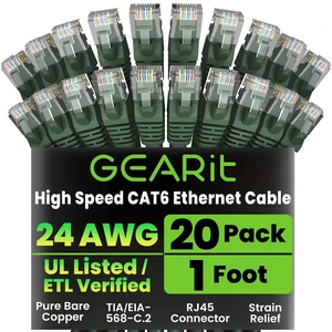 GEARit Cat6 Patch Cables Cat 6 Ethernet Cable 1 ft 20-Pack Green GEARit Cat6 Patch Cables Cat 6 Ethernet Cable 1 ft 20-Pack Green