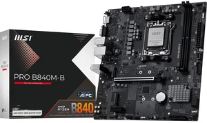 MSI PRO B840M-B Motherboard, mATX - Supports AMD Ryzen 9000/8000 / 7000 Processors, AM5 - DDR5 Memory Boost (8000+ MT/s OC), PCIe 4.0 x16, M.2 Gen4, 2.5G LAN MSI PRO B840M-B Motherboard, mATX - Supports AMD Ryzen 9000/8000 / 7000 Processors, AM5 - DDR5 Memory Boost (8000+ MT/s OC), PCIe 4.0 x16, M.2 Gen4, 2.5G LAN