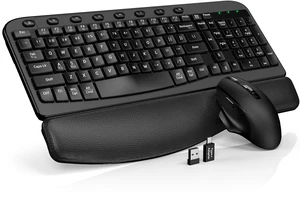 Wireless Keyboard and Mouse Combo, Full Size Ergonomic Wave Keys, USB-A/C Wireless Keyboard and Mouse Combo, Full Size Ergonomic Wave Keys, USB-A/C