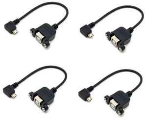 4-Pack 90 Degree Left Angled Micro USB 5pin Male to USB B Female Panel Mount Cable 4-Pack 90 Degree Left Angled Micro USB 5pin Male to USB B Female Panel Mount Cable