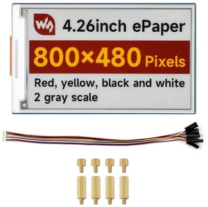 Waveshare 4.26inch E-Paper Display (G), 800 480 Resolution, Red/Yellow/Black/White, SPI Communication Interface, Standard Raspberry Pi 40PIN GPIO Header, with Driver Board Waveshare 4.26inch E-Paper Display (G), 800 480 Resolution, Red/Yellow/Black/White, SPI Communication Interface, Standard Raspberry Pi 40PIN GPIO Header, with Driver Board