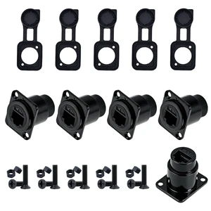 DvnJok 5PCS D-Type Shielded RJ45 Panel Mount Coupler CAT6/CAT5E/CAT5 Compatible Female-to-Female LAN Network Bulkhead Pass-Through Socket DvnJok 5PCS D-Type Shielded RJ45 Panel Mount Coupler CAT6/CAT5E/CAT5 Compatible Female-to-Female LAN Network Bulkhead Pass-Through Socket