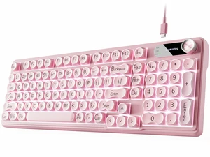 Wired Creamy Keyboard with Number Pad, 98-Key, Media Knob, RGB Backlit-Pink Wired Creamy Keyboard with Number Pad, 98-Key, Media Knob, RGB Backlit-Pink