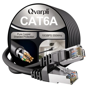10Gbps Shielded Cat 6A Ethernet Cable 75FT, Pure Copper Cat6A Cable, Black 10Gbps Shielded Cat 6A Ethernet Cable 75FT, Pure Copper Cat6A Cable, Black