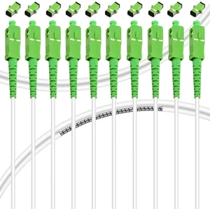 Bangun 10Pack - 5m SC/APC to SC/APC Fiber Optic Internet Cable, Armored Single Mode Patch Cable, Fiber Optic Jumper Optical Patch Cord - SIMPLEX - 9/125um - OS1/OS2 Compatible, LSZH White Bangun 10Pack - 5m SC/APC to SC/APC Fiber Optic Internet Cable, Armored Single Mode Patch Cable, Fiber Optic Jumper Optical Patch Cord - SIMPLEX - 9/125um - OS1/OS2 Compatible, LSZH White