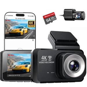 4K Dual Channel Dash Cam Front and Rear, Free 64GB Card Included, 5.8GHz WiFi Dash Camera for Cars, Built-in GPS, G-Sensor, 170Wide Angle, 3" IPS Screen, 24H Parking Mode, Support 512GB Max 4K Dual Channel Dash Cam Front and Rear, Free 64GB Card Included, 5.8GHz WiFi Dash Camera for Cars, Built-in GPS, G-Sensor, 170Wide Angle, 3" IPS Screen, 24H Parking Mode, Support 512GB Max