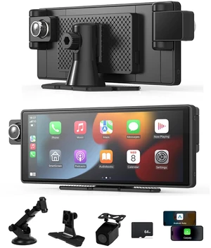 XYBkey 10.26-inch CarPlay screen for in-car playback 2K HD triple camera recording 350 rotatable front left and right cameras Android Auto 1080P reversing camera mirroring voice-controlled navigation XYBkey 10.26-inch CarPlay screen for in-car playback 2K HD triple camera recording 350 rotatable front left and right cameras Android Auto 1080P reversing camera mirroring voice-controlled navigation