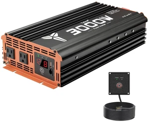 Tebrol 3000W Inverter 12V DC to 110V AC Converter for Home, RV, Truck, Off-Grid Solar Power Inverter with Built-in 5V/2.1A USB, AC Hardwire Port, Remote Controller Tebrol 3000W Inverter 12V DC to 110V AC Converter for Home, RV, Truck, Off-Grid Solar Power Inverter with Built-in 5V/2.1A USB, AC Hardwire Port, Remote Controller