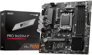 MSI PRO B650M-P V1 Motherboard, Micro-ATX - Supports AMD Ryzen 9000/8000 / 7000 Series Processors, AM5 - DDR5 Memory Boost 6000+MHz/OC, 1 x PCIe 4.0 x16, 2 x M.2 Gen4, 2.5G LAN MSI PRO B650M-P V1 Motherboard, Micro-ATX - Supports AMD Ryzen 9000/8000 / 7000 Series Processors, AM5 - DDR5 Memory Boost 6000+MHz/OC, 1 x PCIe 4.0 x16, 2 x M.2 Gen4, 2.5G LAN