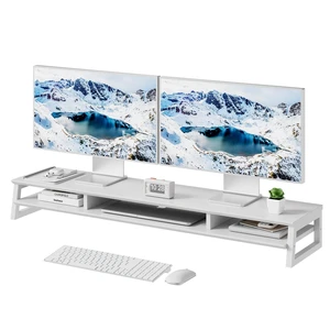 YOGRFA Dual Monitor Stand Riser for Desk, 41.7 Inch Large 2 Tier Computer Monitor Stand for 2 Monitors, Desktop Storage Organizer Shelf with Keyboard Space for Laptop PC Printer White YOGRFA Dual Monitor Stand Riser for Desk, 41.7 Inch Large 2 Tier Computer Monitor Stand for 2 Monitors, Desktop Storage Organizer Shelf with Keyboard Space for Laptop PC Printer White