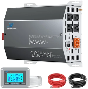 2000W Pure Sine Wave Inverter 12V DC to 120V AC Converter with LCD Remote 2000W Pure Sine Wave Inverter 12V DC to 120V AC Converter with LCD Remote