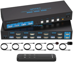 8K60Hz HDMI 2.1 KVM Switch 4 Computers 2 Monitors 4K144Hz USB 3.0 KVM Switches for 4 PC Share 2 Monitors and 1 Set of Keyboard-Mouse-Printer Supports Replication and Extension Mode 8K60Hz HDMI 2.1 KVM Switch 4 Computers 2 Monitors 4K144Hz USB 3.0 KVM Switches for 4 PC Share 2 Monitors and 1 Set of Keyboard-Mouse-Printer Supports Replication and Extension Mode