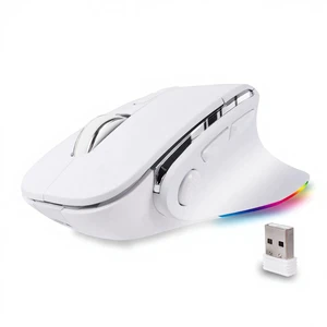 Justdfine Mouse Bluetooth&2.4GHz Wired/Wireless Connection 2400DPI Rechargeable RGB Ergonomics Gaming Power Saving Model Compatible with PC/Mac/Windows/iOS/Android/Chrome Operating Systems (Whi Justdfine Mouse Bluetooth&2.4GHz Wired/Wireless Connection 2400DPI Rechargeable RGB Ergonomics Gaming Power Saving Model Compatible with PC/Mac/Windows/iOS/Android/Chrome Operating Systems (Whi
