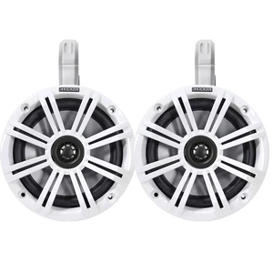 1 Pair (Qty 2) of Kicker 6.5" 2-Way 195 Watts Peak Power Coaxial Marine Audio Speakers with White Grilles, 6.5" Marine Tower Speaker Enclosures (Pair) - White 1 Pair (Qty 2) of Kicker 6.5" 2-Way 195 Watts Peak Power Coaxial Marine Audio Speakers with White Grilles, 6.5" Marine Tower Speaker Enclosures (Pair) - White