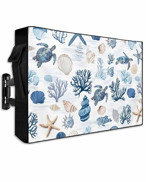 Ocean Creature Outdoor TV Cover for 60 to 65 Inch Flat Screens Televisions,Sea Turtle Starfish Coral Waterproof TV Screen Protector with Zipper Weatherproof Televison Covers,Marine Animals Ocean Creature Outdoor TV Cover for 60 to 65 Inch Flat Screens Televisions,Sea Turtle Starfish Coral Waterproof TV Screen Protector with Zipper Weatherproof Televison Covers,Marine Animals