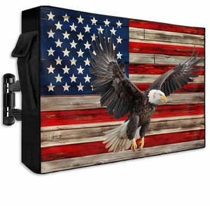 Lsrtoss Retro American Flag Outdoor TV Cover 52-55 Inch Weatherproof, Eagle Outdoor TV Enclosure with Zipper & Roll Up Front Flap, Blue Red USA Flag Waterproof TV Covers for Outside Flat Screen TV Lsrtoss Retro American Flag Outdoor TV Cover 52-55 Inch Weatherproof, Eagle Outdoor TV Enclosure with Zipper & Roll Up Front Flap, Blue Red USA Flag Waterproof TV Covers for Outside Flat Screen TV