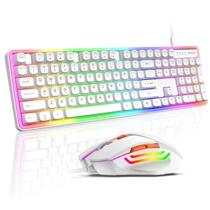 Wired RGB Keyboard and Mouse Combo, Adjustable Rainbow Backlit, 104-Key Full-Size with Numpad, 6400 DPI Ergonomic High-Precision Mouse, Plug & Play, for PC Laptop Mac Windows Mac Office Gaming (White) Wired RGB Keyboard and Mouse Combo, Adjustable Rainbow Backlit, 104-Key Full-Size with Numpad, 6400 DPI Ergonomic High-Precision Mouse, Plug & Play, for PC Laptop Mac Windows Mac Office Gaming (White)