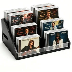 Wanyshapy Wood CD Display & Storage Holder (4-Tier, Holds 32 CDs), Black Wanyshapy Wood CD Display & Storage Holder (4-Tier, Holds 32 CDs), Black