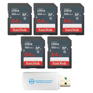 SanDisk Class 10 Memory Card 5 Pack 64GB Ultra SD Card SDSDUNR-064G-GN3IN SanDisk Class 10 Memory Card 5 Pack 64GB Ultra SD Card SDSDUNR-064G-GN3IN
