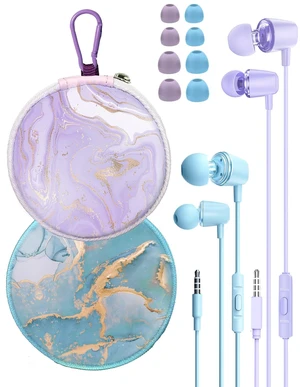 2-Pack Teens Wired Earbuds with Cases, 3.5mm School Headphones, Blueviolet 2-Pack Teens Wired Earbuds with Cases, 3.5mm School Headphones, Blueviolet