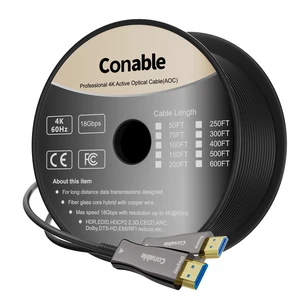 4K HDMI Cable 200 FT, Fiber Optic HDMI 2.0 Cord, 18Gbps, Spooled Cable 4K HDMI Cable 200 FT, Fiber Optic HDMI 2.0 Cord, 18Gbps, Spooled Cable