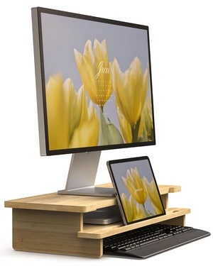 WELL WENG Monitor Stand with Phone & Tablet Holder,23 Inch,Bamboo WELL WENG Monitor Stand with Phone & Tablet Holder,23 Inch,Bamboo