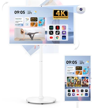Bisprico 32" Portable Smart TV on Wheels, Qualcomm CPU, EDLA-Certified, Built-in 22000mAh Battery, 16+128GB, Android 14 OS Rolling Tablet TV, Full Swivel Rotation, Remote Control, 13MP Webcam Bisprico 32" Portable Smart TV on Wheels, Qualcomm CPU, EDLA-Certified, Built-in 22000mAh Battery, 16+128GB, Android 14 OS Rolling Tablet TV, Full Swivel Rotation, Remote Control, 13MP Webcam