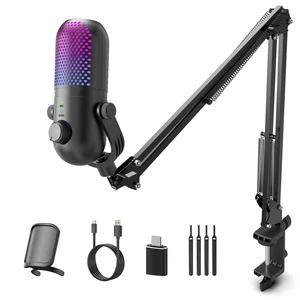 USB Microphone for PC Gaming: Gaming Equipment Condenser Microphone RGB for Gamer with Boom Arm Mic - Recording Mic for Computer & Laptop with Mute - Desk Podcast Mic for Podcast & Streaming & Youtube USB Microphone for PC Gaming: Gaming Equipment Condenser Microphone RGB for Gamer with Boom Arm Mic - Recording Mic for Computer & Laptop with Mute - Desk Podcast Mic for Podcast & Streaming & Youtube