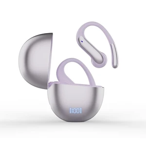 TRAUSI Open Ear Wireless Earbuds, Bluetooth 5.3, 80H Playtime, ENC Noise Cancelling, IPX7 Waterproof, Fast Charging, Sports Earphones with Earhook, Black (Purple) TRAUSI Open Ear Wireless Earbuds, Bluetooth 5.3, 80H Playtime, ENC Noise Cancelling, IPX7 Waterproof, Fast Charging, Sports Earphones with Earhook, Black (Purple)