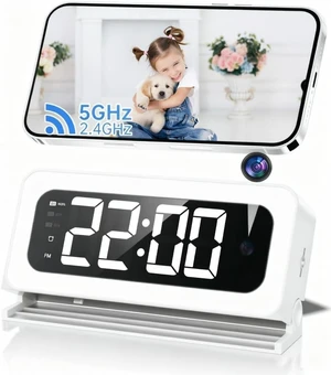 HEDNIC 2K Alarm Clock Camera, 5G & 2.4G WiFi Indoor Nanny Cam for Home Security, Full Color Night Vision, AI Human Motion Detection, Local SD Storage HEDNIC 2K Alarm Clock Camera, 5G & 2.4G WiFi Indoor Nanny Cam for Home Security, Full Color Night Vision, AI Human Motion Detection, Local SD Storage