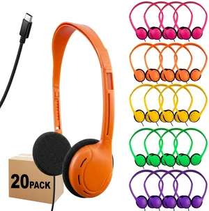 WASCLEWAY USB-C Headphones Bulk 30 Pack for Classroom, Multi Color WASCLEWAY USB-C Headphones Bulk 30 Pack for Classroom, Multi Color