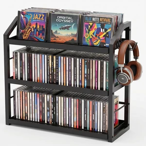 3-Tier CD Holder, Sturdy Steel CD Storage Rack for Display, Holds 125 CDs 3-Tier CD Holder, Sturdy Steel CD Storage Rack for Display, Holds 125 CDs