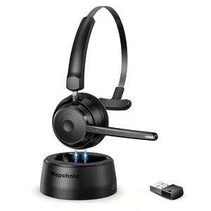 Mopchnic Bluetooth Headset, Wireless Headphone with AI Noise-Canceling Microphone On Ear Wireless Headset with USB Dongle(Black) Mopchnic Bluetooth Headset, Wireless Headphone with AI Noise-Canceling Microphone On Ear Wireless Headset with USB Dongle(Black)