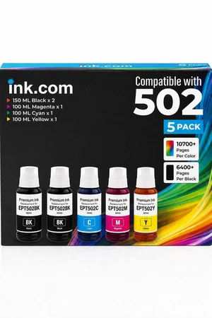 ink.com Compatible 502 High Capacity Ink Refill 5 Pack Compatible with Epson for ET-2850 3830 3850 Printers ink.com Compatible 502 High Capacity Ink Refill 5 Pack Compatible with Epson for ET-2850 3830 3850 Printers