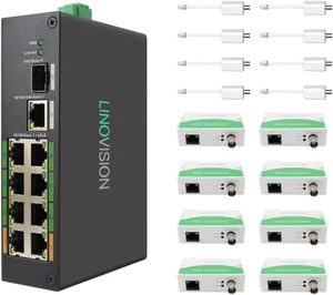 LINOVISION Industrial 8-Port EOC & POE Switch with 8pcs EOC Transmitters LINOVISION Industrial 8-Port EOC & POE Switch with 8pcs EOC Transmitters