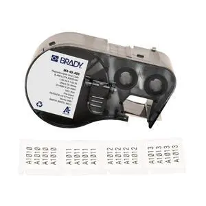 Brady Authentic (M4-49-498) Repositionable Multi-Purpose Vinyl Cloth Labels 1" H x 1" W Black on White, 160 Labels. for use with The BMP41, BMP51, and M511 Label Printers Brady Authentic (M4-49-498) Repositionable Multi-Purpose Vinyl Cloth Labels 1" H x 1" W Black on White, 160 Labels. for use with The BMP41, BMP51, and M511 Label Printers