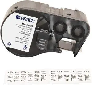 Brady Vinyl Cloth Pre-Sized Labels for Label Printer BMP41/BMP51/BMP53/M511-100 Self Adhesive Printer Labels - Black on White (48,26 mm (W) x 25,40 mm (H)) - M4-128-498 Brady Vinyl Cloth Pre-Sized Labels for Label Printer BMP41/BMP51/BMP53/M511-100 Self Adhesive Printer Labels - Black on White (48,26 mm (W) x 25,40 mm (H)) - M4-128-498