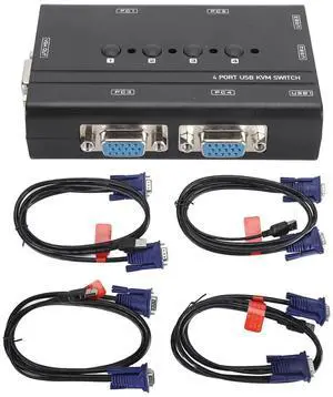 Semme USB VGA KVM Switch 4 Port Selector for Sharing Display and 3 USB Devices Easy Switching No Software Needed Semme USB VGA KVM Switch 4 Port Selector for Sharing Display and 3 USB Devices Easy Switching No Software Needed