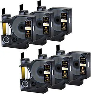 6-Pack 12mm on Black Label Tapes Compatible with LabelManager 210D 280 360D 420P 450D and Similar Label Makers 6-Pack 12mm on Black Label Tapes Compatible with LabelManager 210D 280 360D 420P 450D and Similar Label Makers