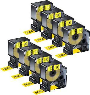 NineLeaf 8 Pack Compatible Industrial Tape Replacement for DYMO Rhino 18433 Black on Yellow 19mm Permanent Vinyl Label Tapes 3/4" x 18' for Rhino 5200 4200 5000 6000 Label Makers NineLeaf 8 Pack Compatible Industrial Tape Replacement for DYMO Rhino 18433 Black on Yellow 19mm Permanent Vinyl Label Tapes 3/4" x 18' for Rhino 5200 4200 5000 6000 Label Makers